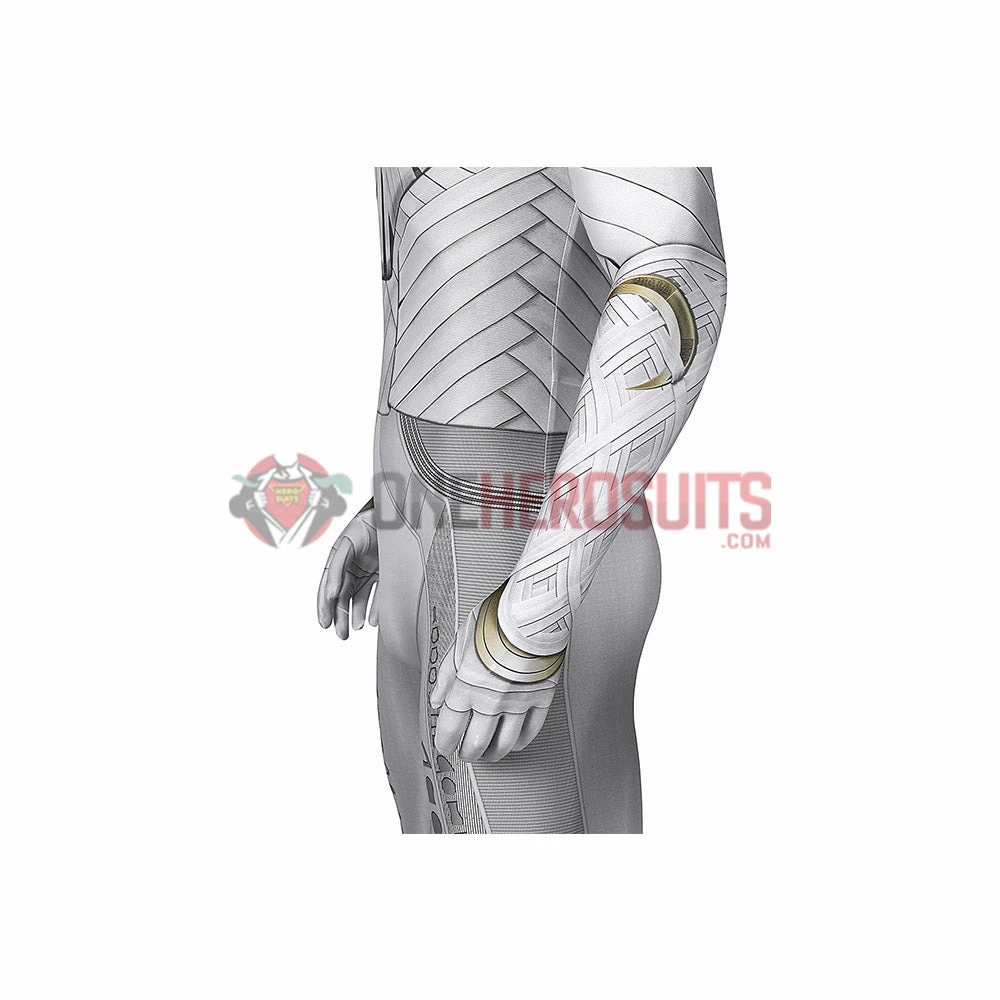 OneHeroSuits Moon Knight Cosplay Costumes White Spandex Bodysuit With Cloak 20 OneHeroSuits Moon Knight Cosplay Costumes White Spandex Bodysuit With Cloak