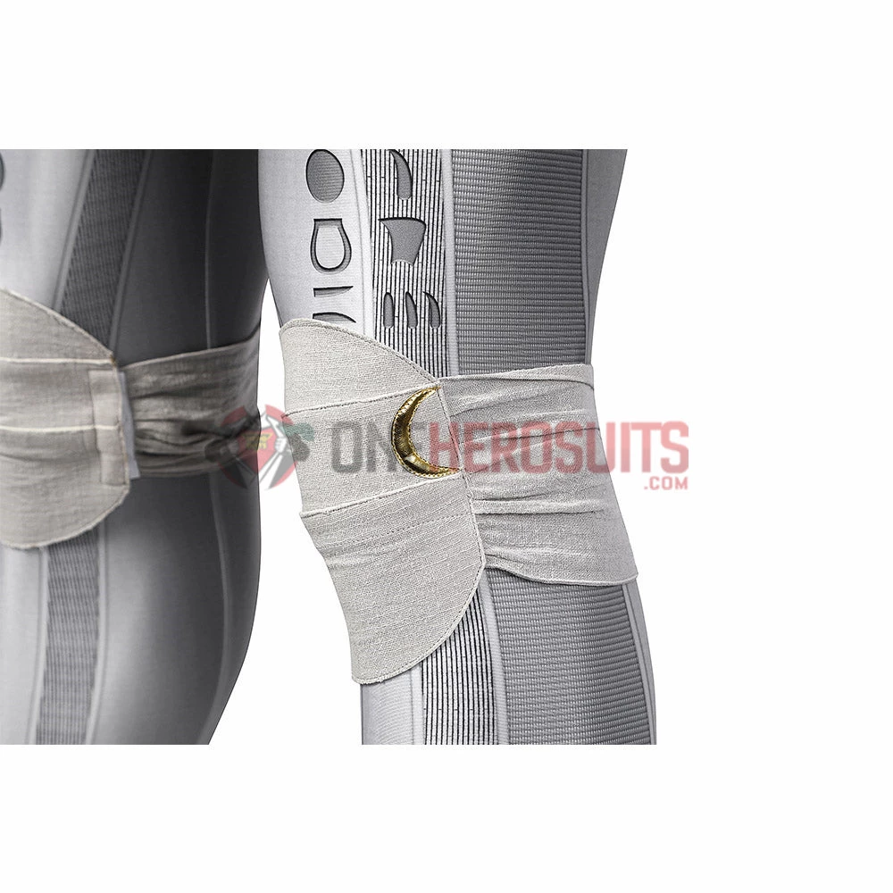 OneHeroSuits Moon Knight Cosplay Costumes White Spandex Bodysuit With Cloak 25 OneHeroSuits Moon Knight Cosplay Costumes White Spandex Bodysuit With Cloak