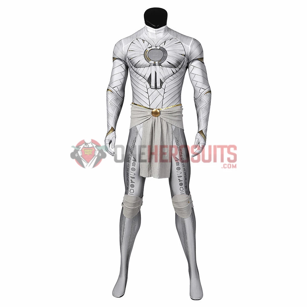 OneHeroSuits Moon Knight Cosplay Costumes White Spandex Bodysuit With Cloak 8 OneHeroSuits Moon Knight Cosplay Costumes White Spandex Bodysuit With Cloak