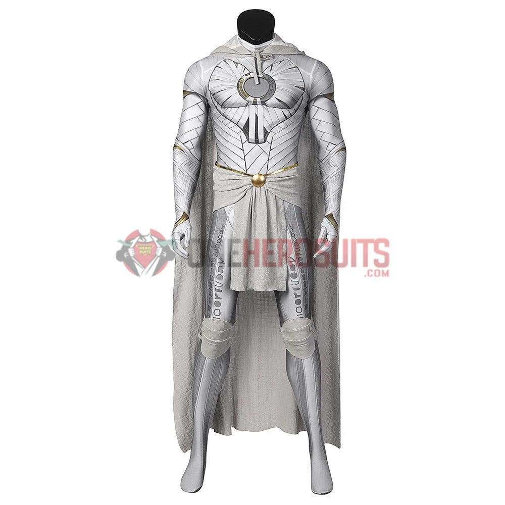 OneHeroSuits Moon Knight Cosplay Costumes White Spandex Bodysuit With Cloak 6 OneHeroSuits Moon Knight Cosplay Costumes White Spandex Bodysuit With Cloak