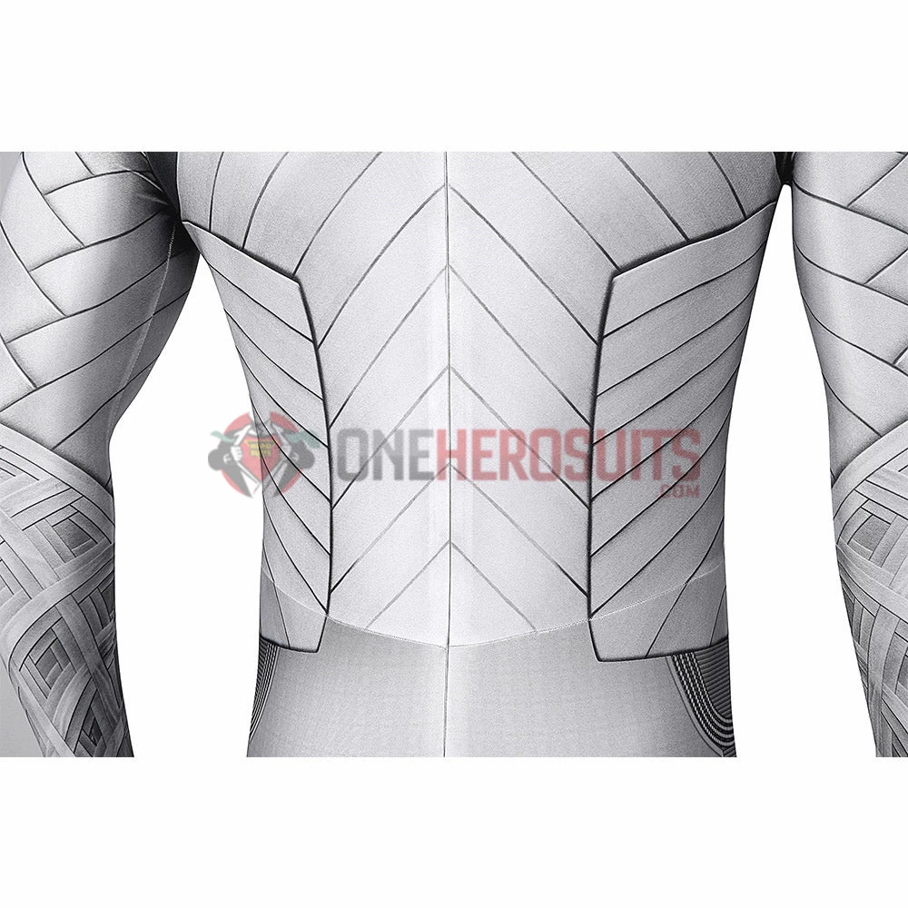 OneHeroSuits Moon Knight Cosplay Costumes White Spandex Bodysuit With Cloak 18 OneHeroSuits Moon Knight Cosplay Costumes White Spandex Bodysuit With Cloak