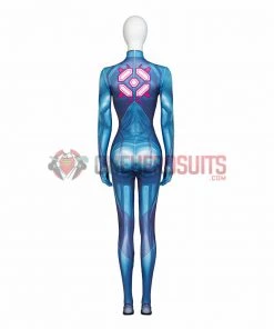 OneHeroSuits Costumes Metroid Cosplay Costume Samus Aran Blue Jumpsuits
