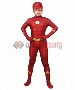 OneHeroSuits Kids Flash Season 5 Cosplay Suit Barry Allen Spandex BodySuit