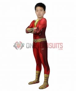 OneHeroSuits Kids Shazam Cosplay Suit Fury Of The Gods Spandex BodySuit Entry-level Cosplay Bodysuit & Zentai