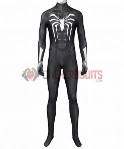 OneHeroSuits Spider Man Miles Morales PS5 Cosplay Suit Symbiote Black Spandex Bodysuit