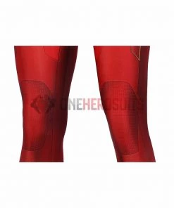 OneHeroSuits Costumes The Flash S8 Spandex Cosplay Bodysuit With Gold Boots
