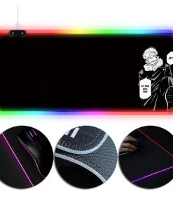 OneHeroSuits Sorcery Fight RGB Mouse Pad Jujutsu Kaisen Sukuna Black Printed RGB Gaming Mouse Pad