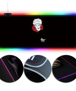 OneHeroSuits Sorcery Fight RGB Mouse Pad Jujutsu Kaisen Yuji Itadori Black Printed RGB Gaming Mouse Pad